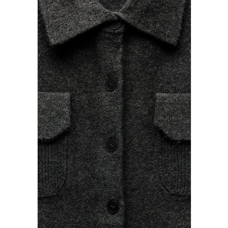 Fall and Winter New Women's Clothing Idle Style Polo Collar Long Sleeves Single Breasted Plain Stitch Knitting Outwear 9325001