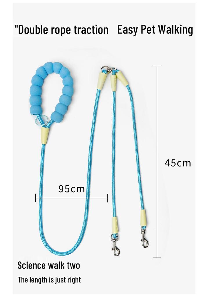 Dopamine Color Double Dog Leash for Two Puppies – Single Pull Multi-Dog Leash