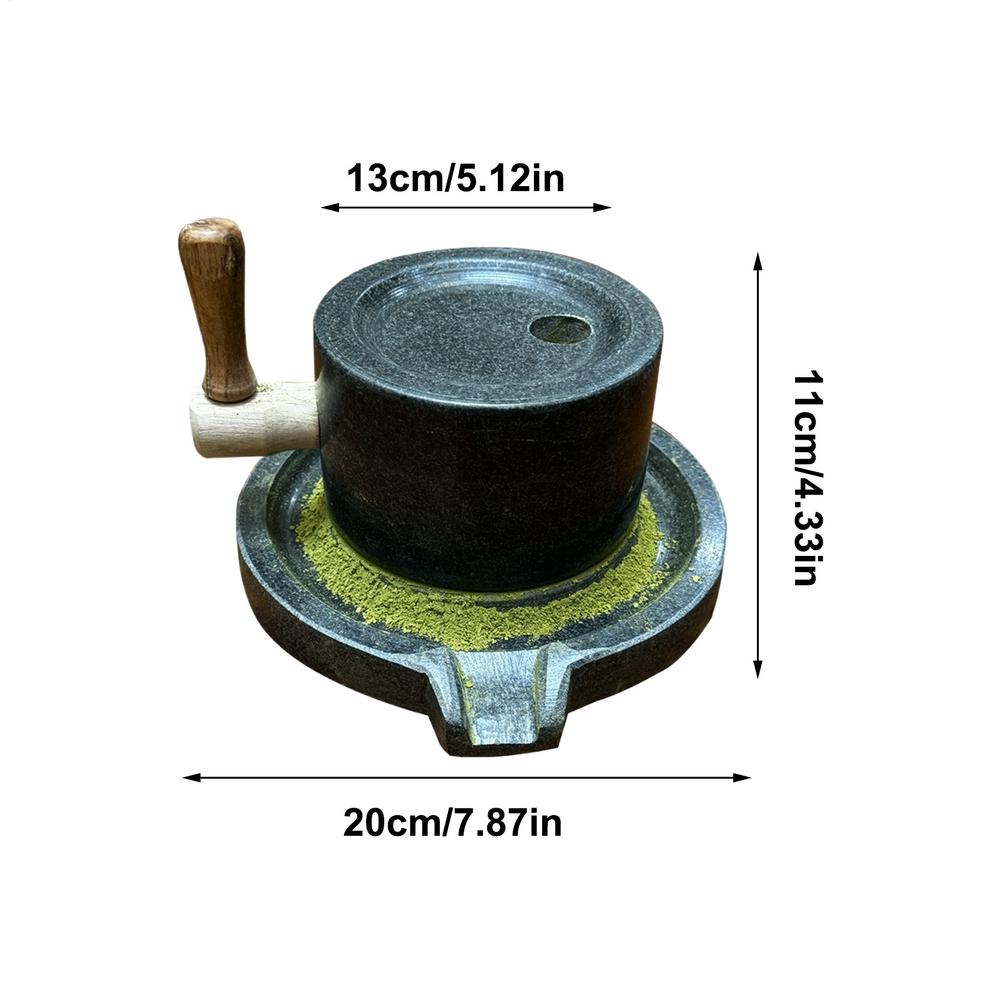Small Matcha Stone Mill Manual Tea Mill Grains Grinder Green Stone Tea Grinder Hand Pepper Grinder Coffee/ Barley Grinding Tool чёрный