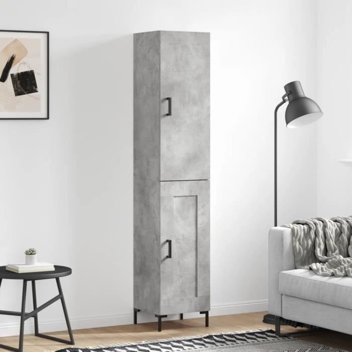 VidaXL Buffet haut Gris béton 34,5x34x180 cm Bois d'ingénierie 3199109