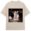 Waschbär trinkt Eiskaffee Lustiger Meme Print T-Shirt Herren Damen Humor Tier T-Shirts Reine Baumwolle Lässiges T-Shirt