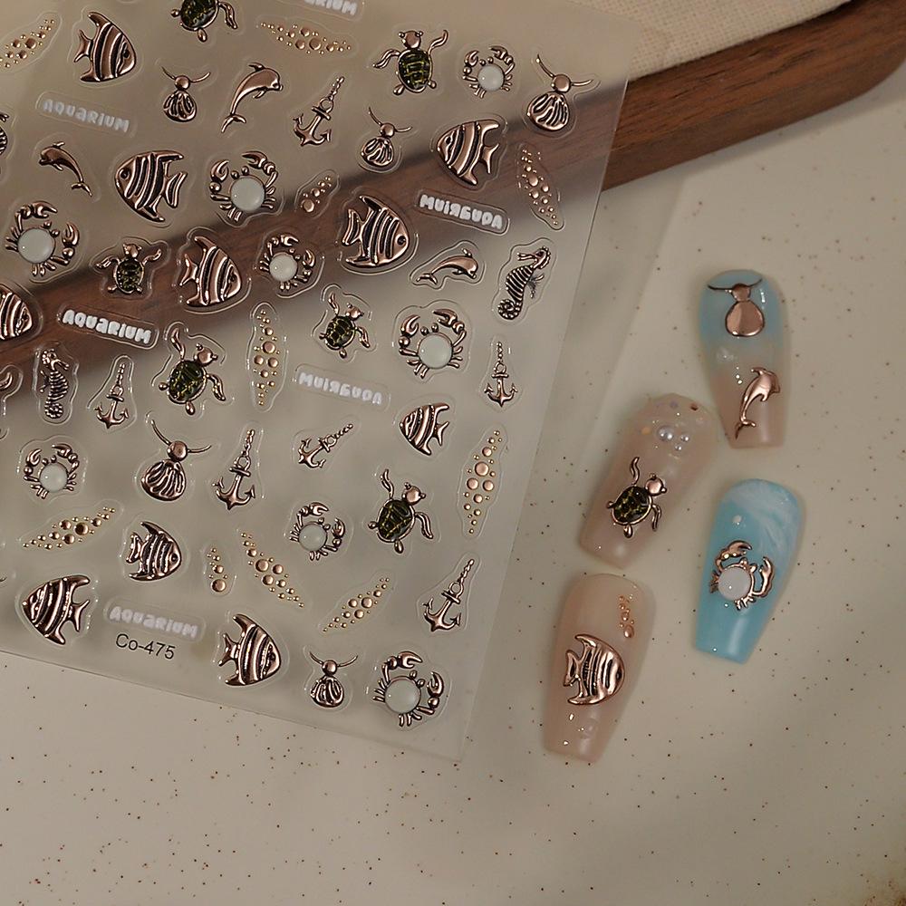 

3D Гелеві Наклейки для Манікюру Морська Черепаха та Тропічні Рибки - Милий Стиль для Нігтів та Гаджетів.