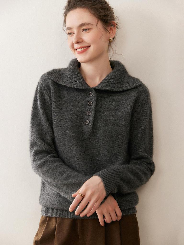 Women's High Neck Cashmere Sweater - Thick, Loose, and Casual Pullover