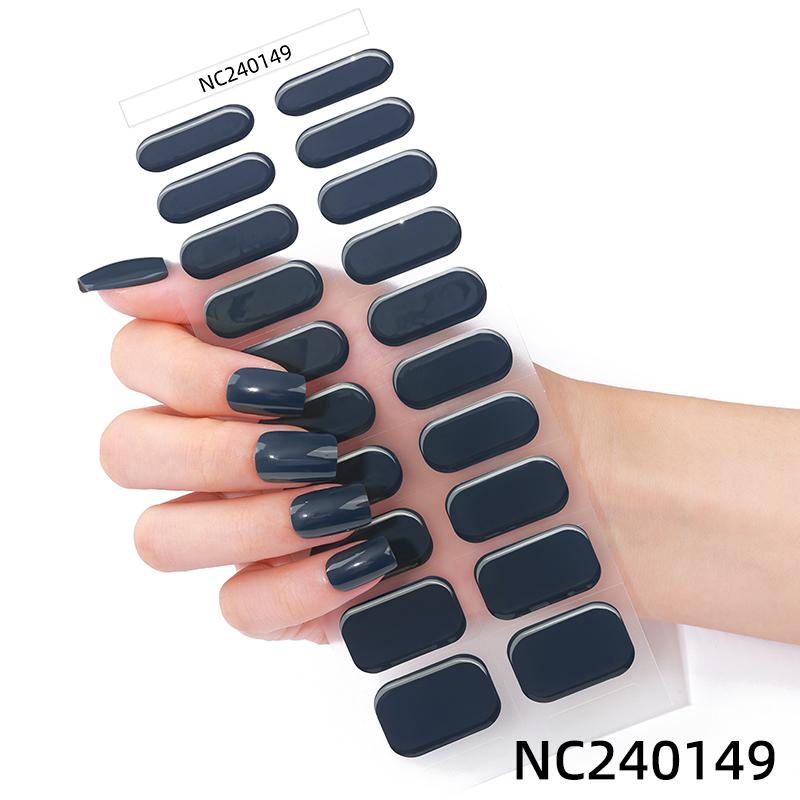Hot Sell Custom Logo HEMA-Free Gel Polish Nail Stickers New Solid Color Styles Semi Cured Gel Nail Wraps 20 Gel Nail Strips
