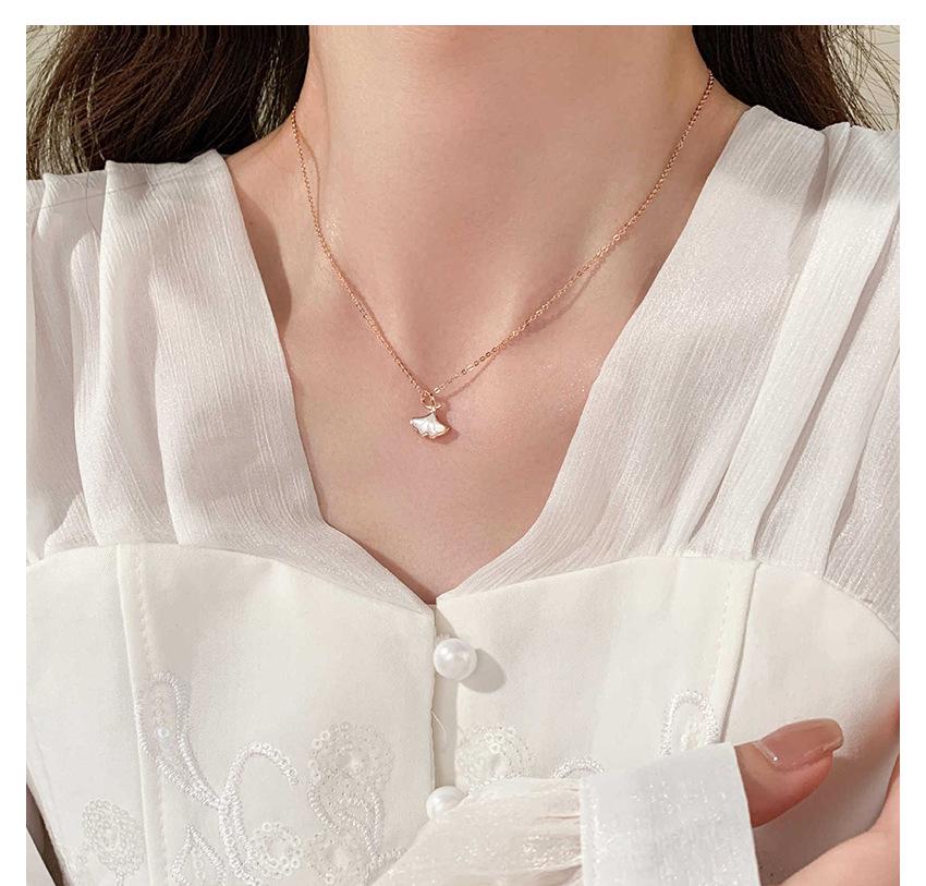 S925 Sterling Silver Ginkgo Leaf Necklace - Women's Forest Style, Light Luxury Clavicle Chain