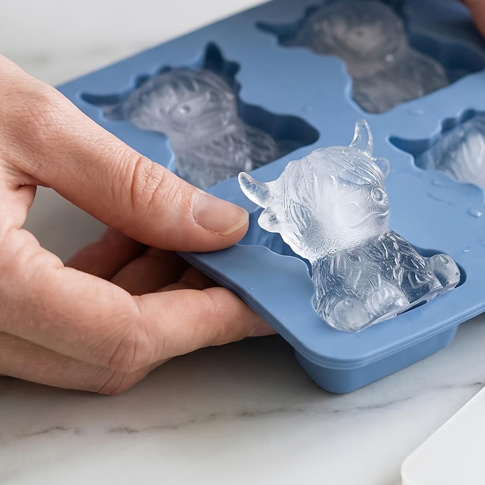 Highland Cow Silicone Mould 6 Compartments Animal-Shaped Ice Tray for Diy Fondant Cake Chocolate Mold Ice Cube Cake Mould Baking