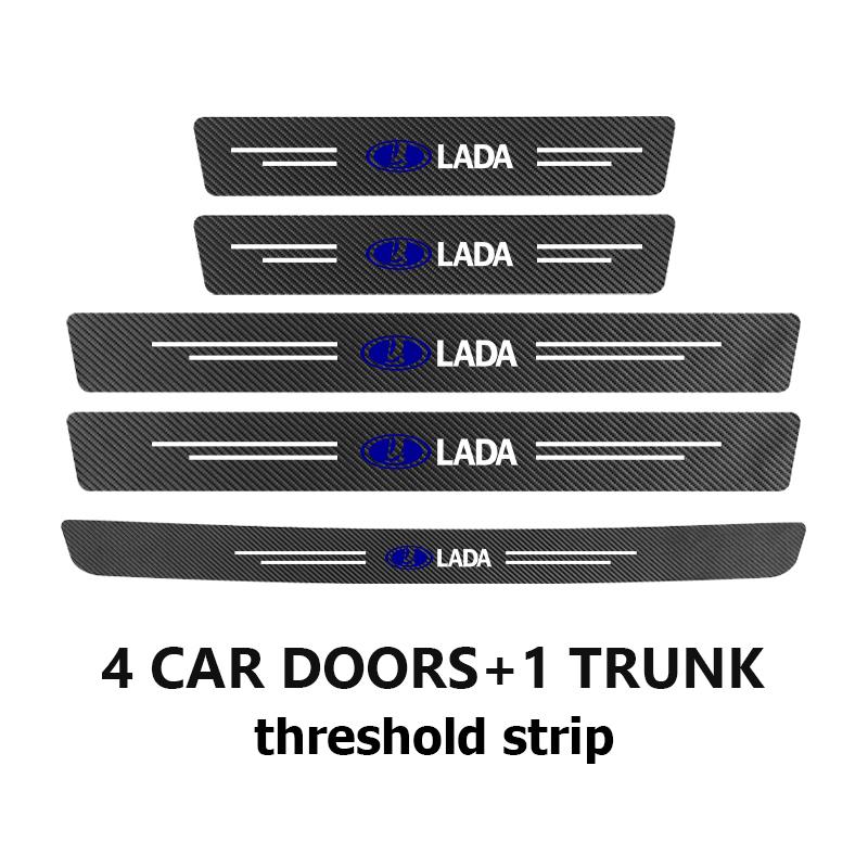 For Lada Car Door Threshold Strips Carbon Fiber Anti Scratch Protective Cover Samara Niva Vesta Granta Riva Priora 4x4 Urban