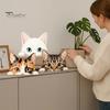 Accesorios de Escritorio para Oficina en Casa, Adorno de Gato Lindo Sentado en Estante, Figura de Gatito de Madera Mirando Curiosamente, Estatua Realista Decorativa Plana 2D para Escritorios