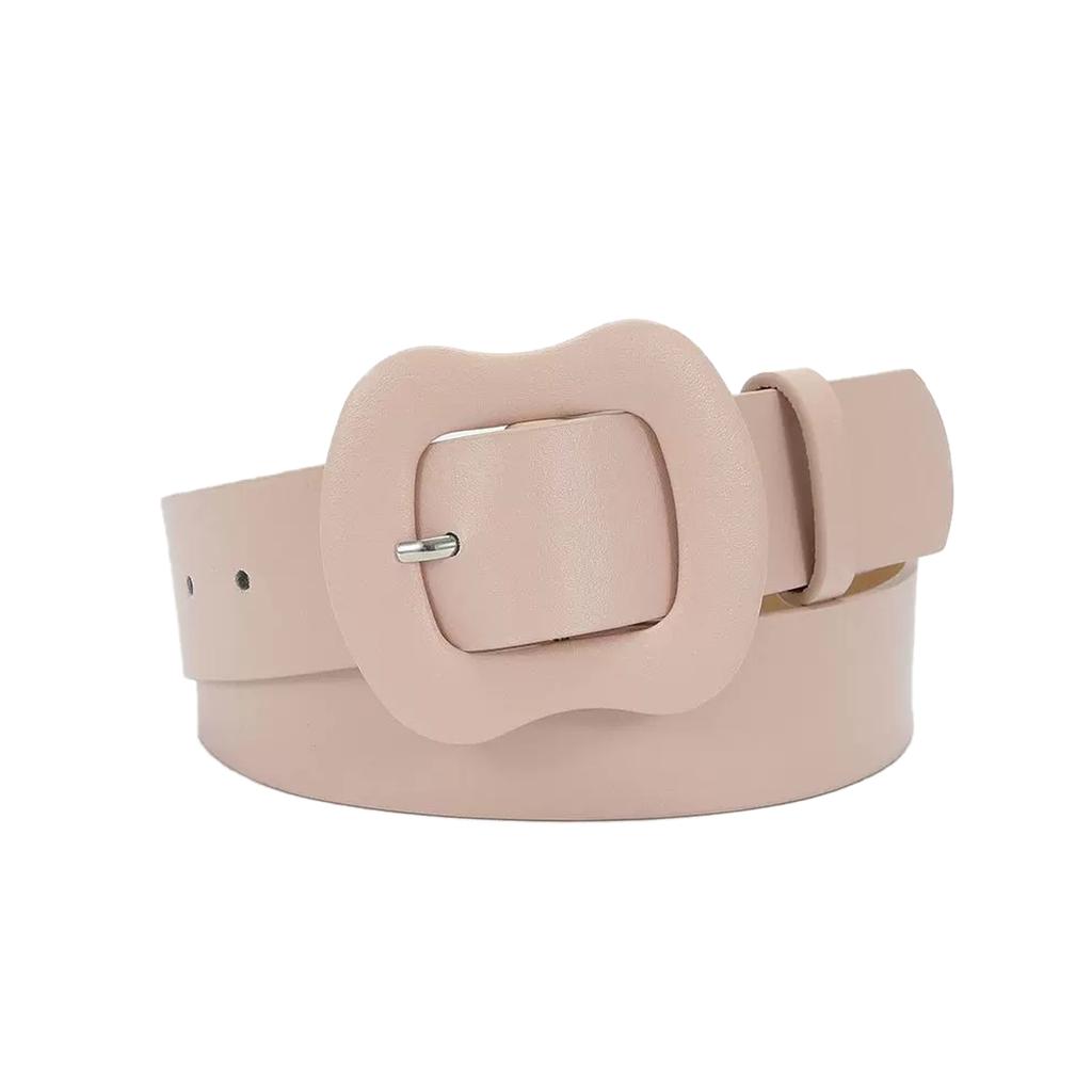 Women Wide Faux Leather Belt, Candy Color Irregular Gourd Pin Buckle Belt, Solid Color Decor Waist Belt for Jeans Dresses