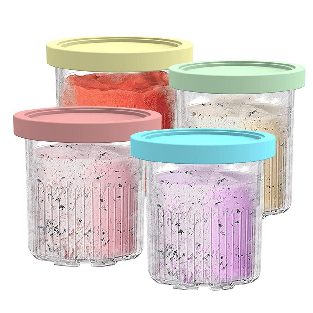 4PCS Ice Cream Pints Cup For Ninja NC500 Ice Cream Maker Cups Reusable Ice Cream Pints Containers tubs With Sealing Cover