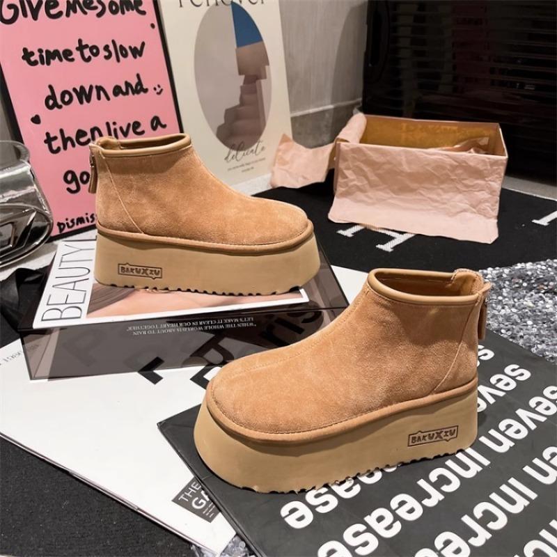 Women Boots New Leopard Platform Ankle Boots Women Designer Flat Casual Shoes Short Plush Cotton Shoes Trend Warm Winter Boots