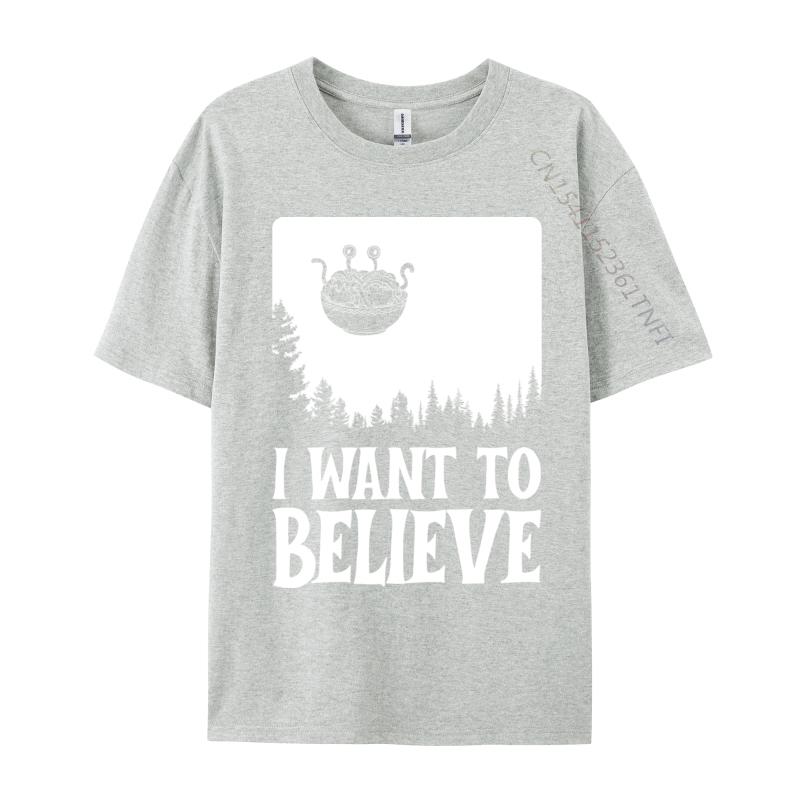 Flying Spaghetti Monster Fsm Pastafari I Want To Believe T Shirt 2024 New Fashion Hip Hop Cotton Fabric Men's T-Shirt Printing
