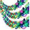 2 Pcs 3m Long Tissue Flower Garland Tropical Multicolored Paper Flower Garland Banner for Hawaiian Luau Summer Tropical Birthday Wedding Party Decor