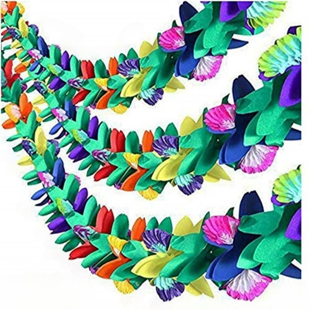 2 Pcs 3m Long Tissue Flower Garland Tropical Multicolored Paper Flower Garland Banner for Hawaiian Luau Summer Tropical Birthday Wedding Party Decor