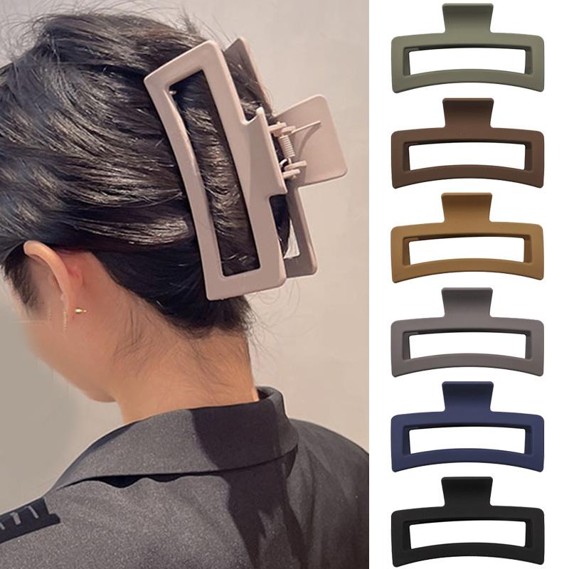 Free Shipping Large Oversize Crab Hair Clips Women Shark Clips Matte  Rectangle Geometric Hair Clips 13cm Big Barrettes Headwear