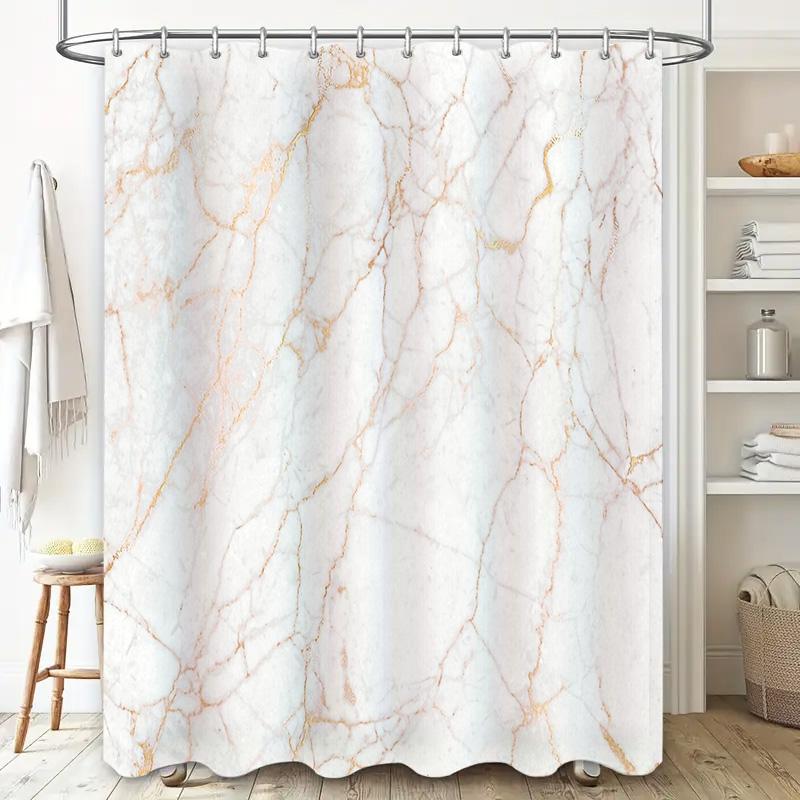 Marble Shower Curtain Waterproof Vintage Grey Stone Pattern Bathroom Decor Fabric Liner Backdrop Washable Modern Home Textile