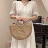 New Straw Woven Bag Versatile Handwoven Bag Women's Vegetable Basket Handbag Large Capacity Holiday Wind Beach Bag