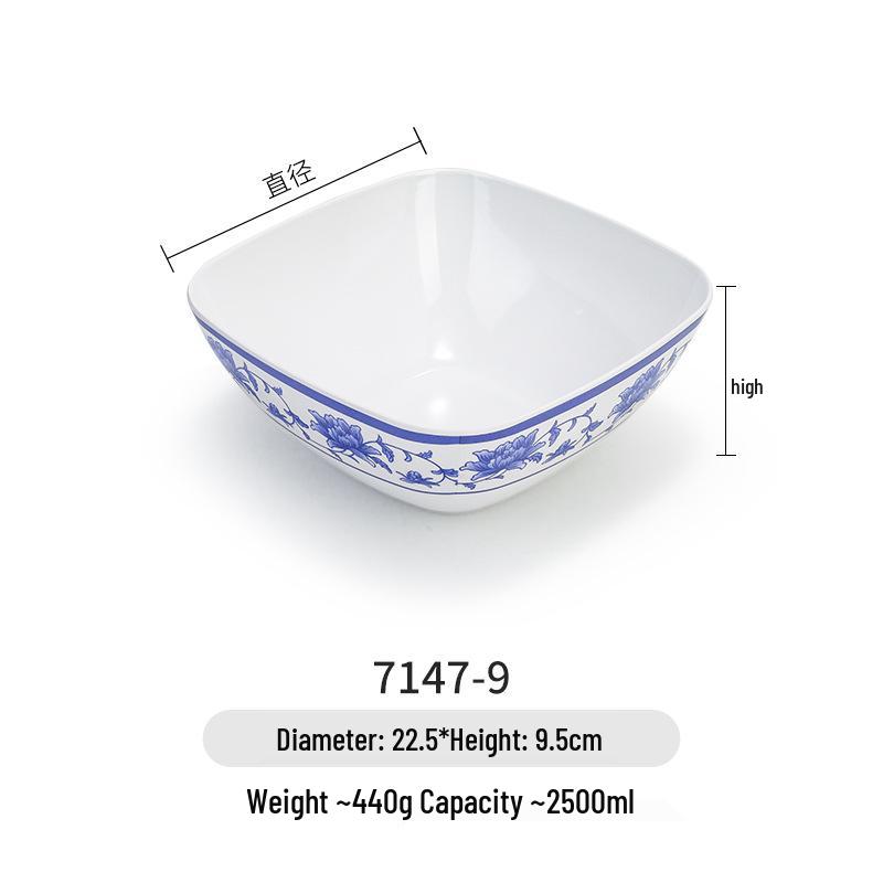Blue & White Melamine Noodle Bowl: Imitation Porcelain Tableware for Ramen, Soup, Wonton, or Beef Noodles in Noodle Shops