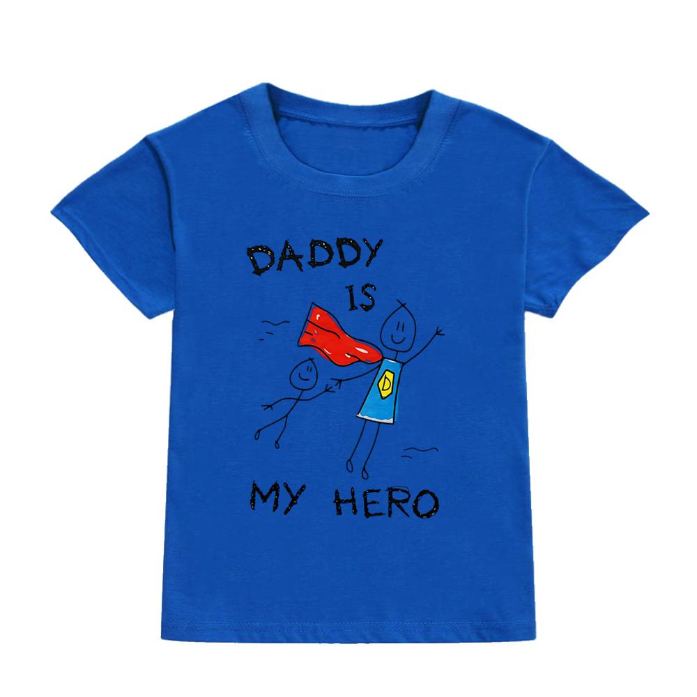 Daddy Is My Hero Boy Girl Kids TShirt Toddler Short Sleeve Tshirt Children Casual Tops Youth  Toddler Kids Fathers Day Shirts