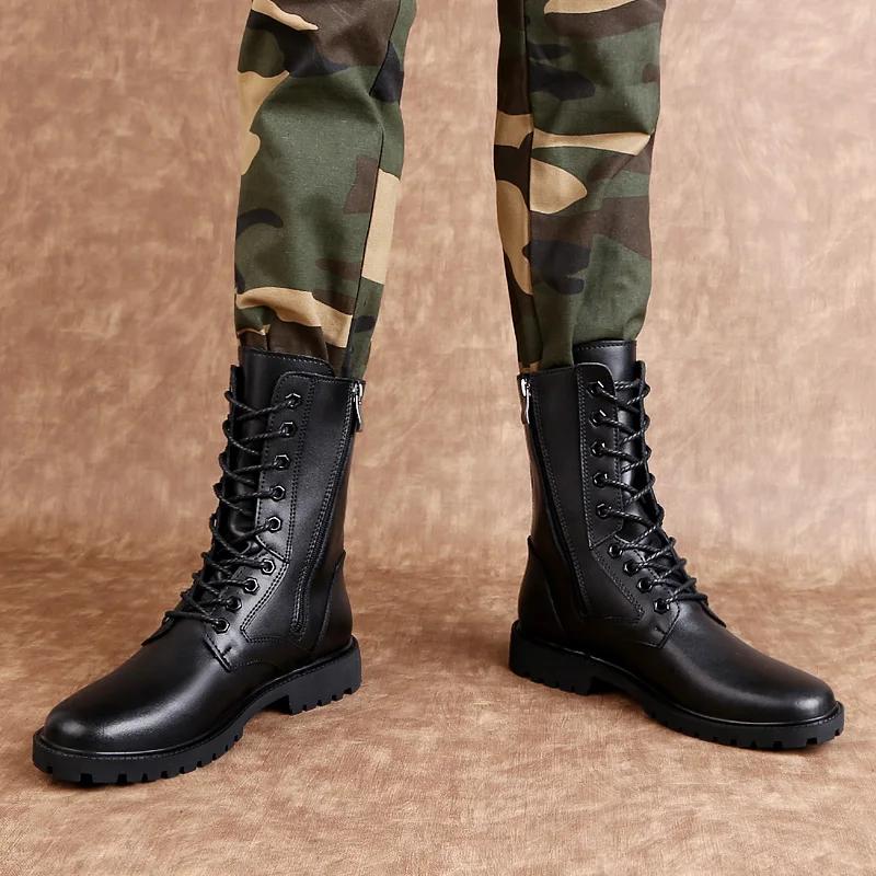 Genuine Leather Boots for Men Side Zipper Comfortable Men's Boots Casual Shoes Cow Leather Winter Boots Plus Size 36-50 51 52
