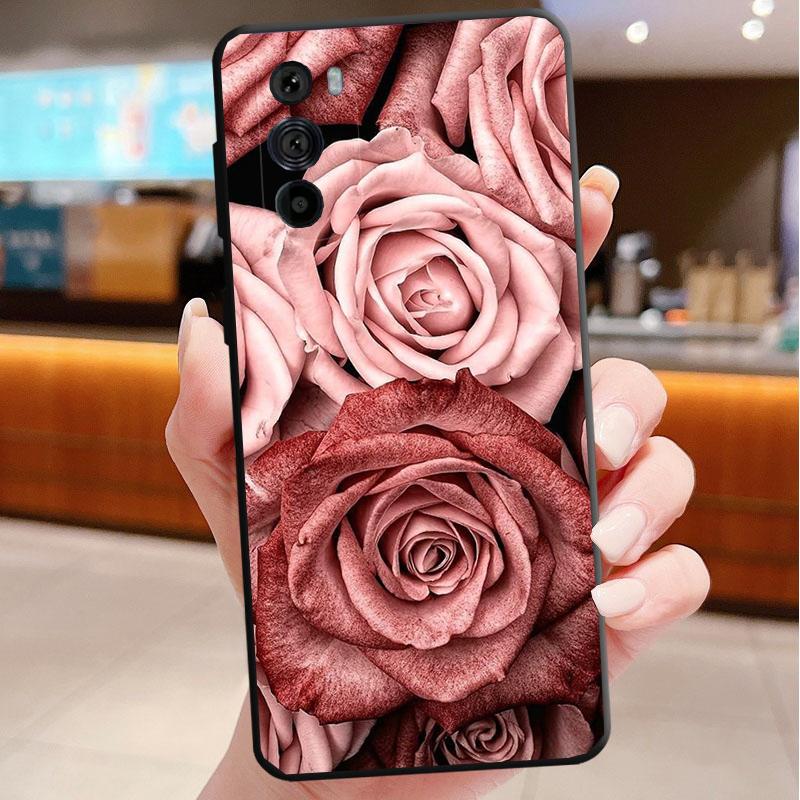 Phone Case For Motorola Edge 50 40 Pro 60 50 40 30 Ultra Neo Fusion Moto G85 G72 G53 G54 G84 G13 G32 Love Pink Gold Rose