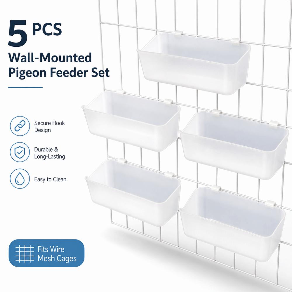 5pcs Automatic Hanging Bird Feeder Drinker Wall-mounted Pigeon Feed Trough  Aviary