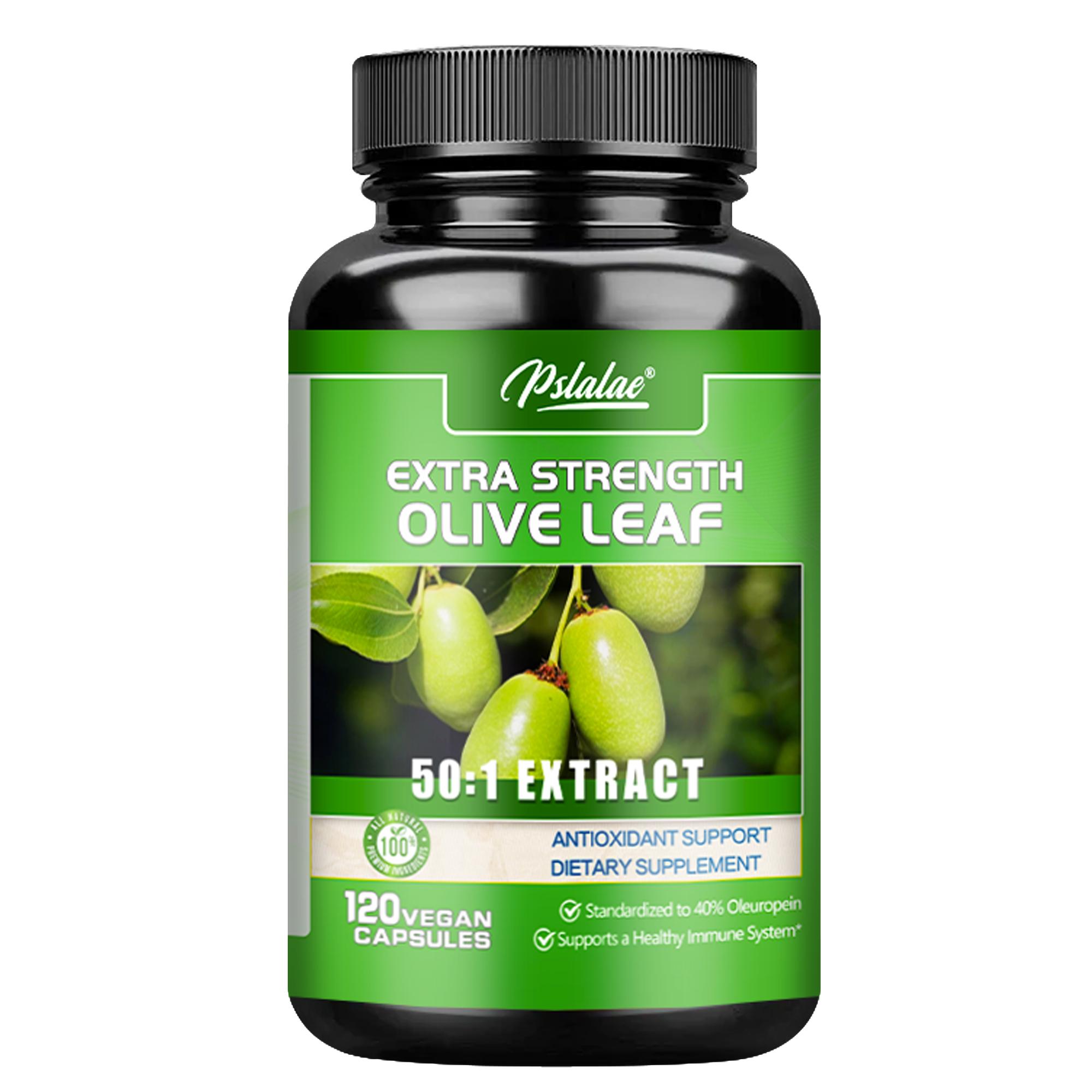 

High-content olive leaf extract capsules, 50:1 concentrated extract, containing oleuropein, 120 capsules, suitable for adults. 120
