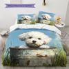 Cute Bichon Pattern Bedding Home Decoration Birthday Gift (1 * duvet cover + 2 * pillowcase, without core)