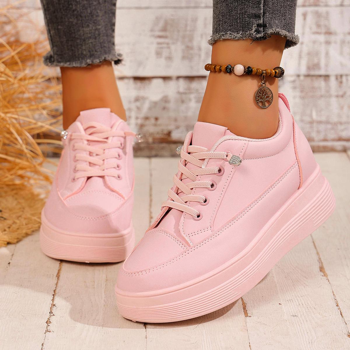 

Fashion 2025 New Women Casual Shoes Spring Autumn Solid Color Flats Women Sneakers Heightening Thick Bottom Platform Sneakers Women 43