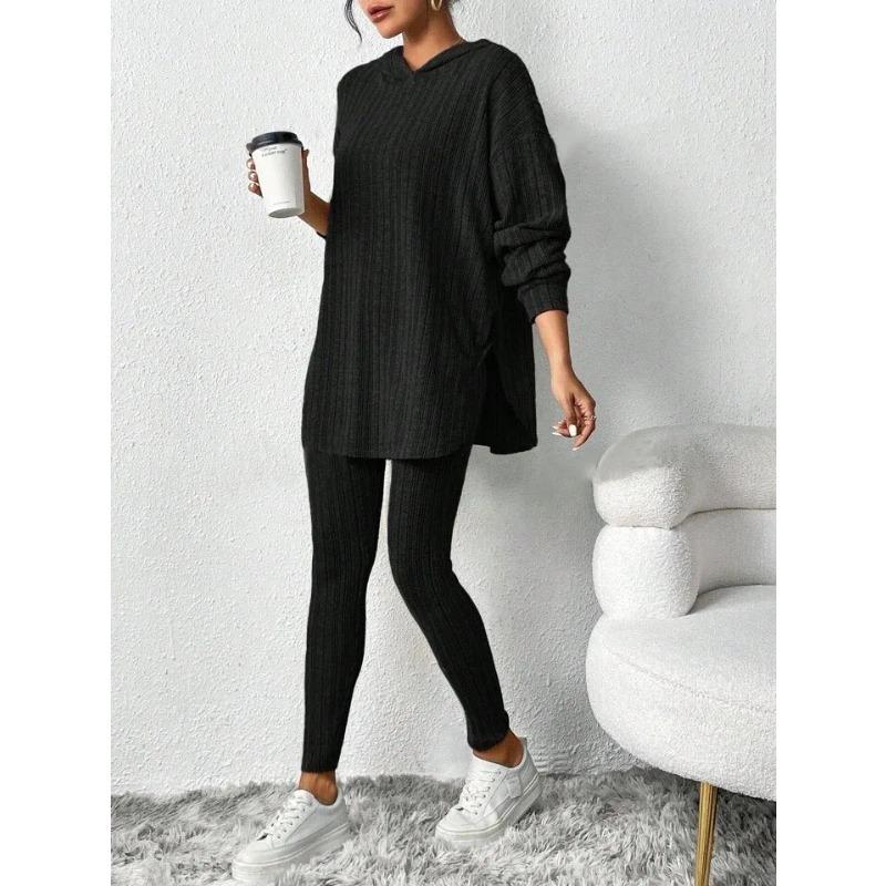 Fashion Casual Knitted Suits Long Pants Suits Women's T Shirts Sports Suits Fashion Elegant Casual Solid Two Piece Set Outfits