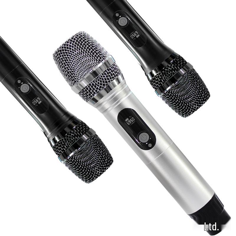 

Профессиональный беспроводной ручной микрофон Bluetooth UHF для пения и караоке (Один к двум) One-to-One серебряный