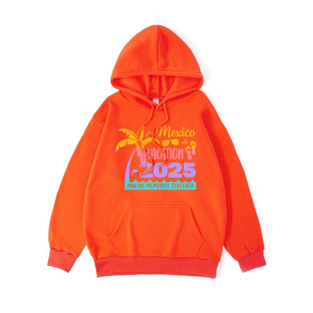 Mexico Vacation Printing Hoodie Women Winter Fleece Warm Hooded Pocket Sweatshirt Comfortable Loose Womans Clothing
