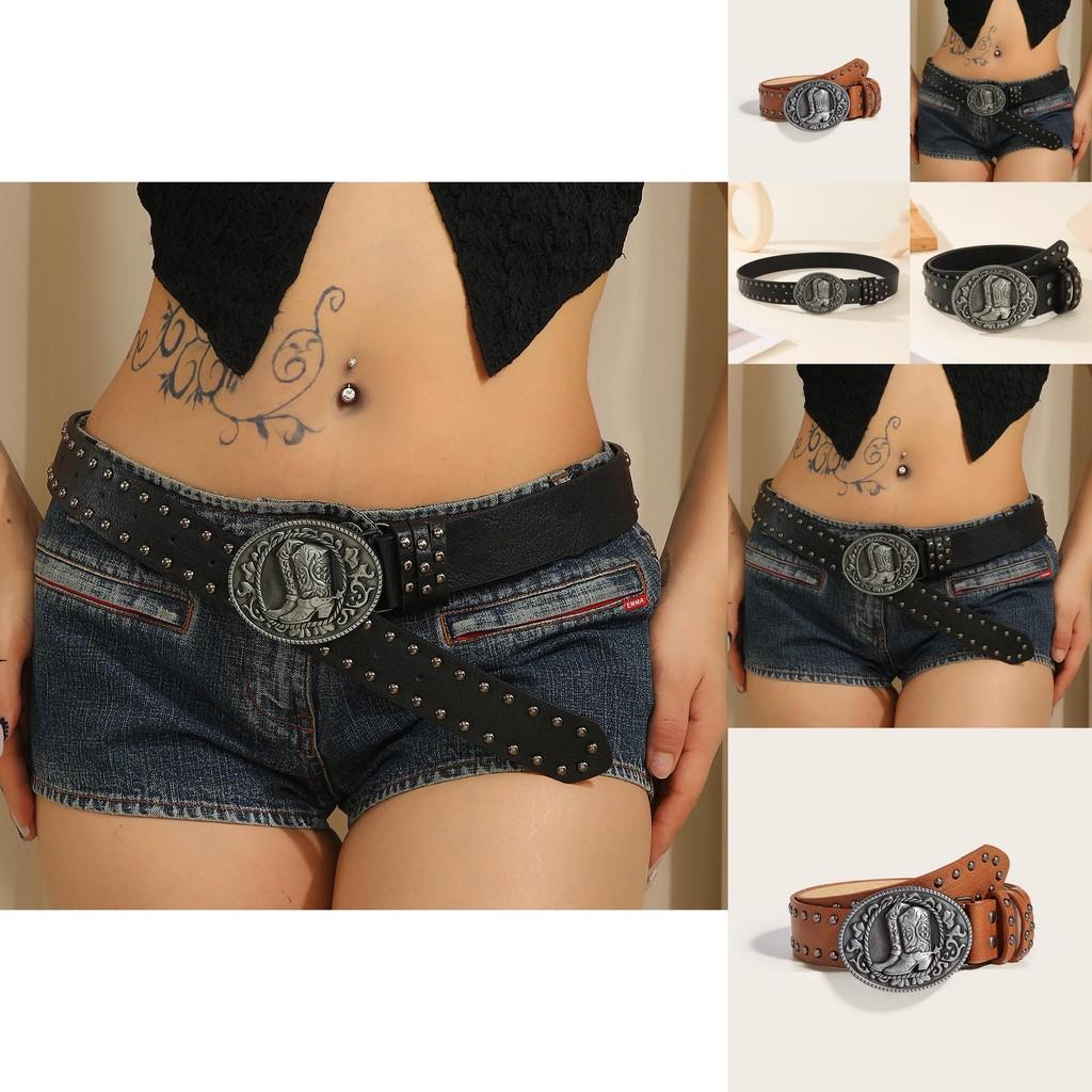 Günlük Sokak Giyimi İçin Alaşım Tokalı ve Çıtçıtlı Kapatmalı Punk Deri Kemer