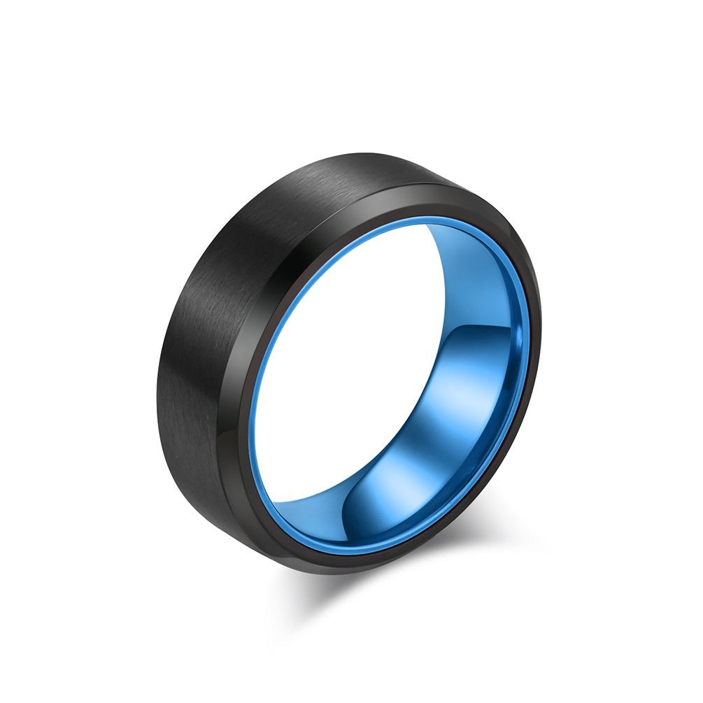 Matte Titanium Steel Two-color Ring Ring Niche Personalized Stainless Steel Inlaid Alumina Hand Jewelry 6#