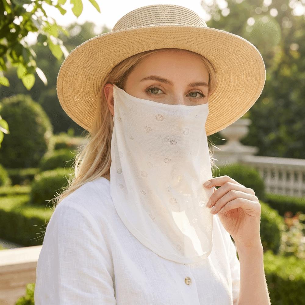 Lightweight Sun Protection Face Mask Thin Sunscreen Veil Women Breathable Face Cover  Outdoor