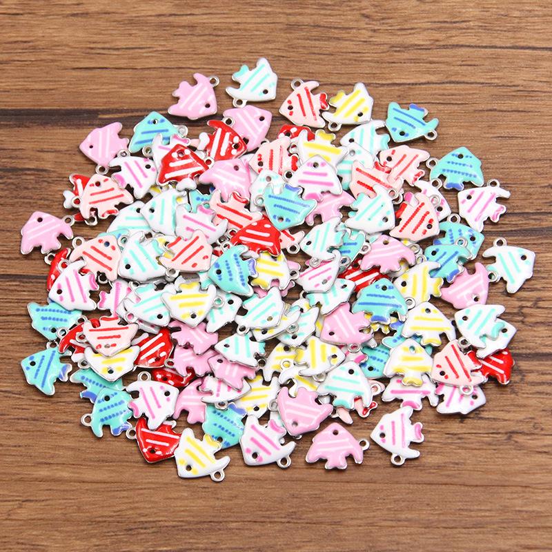 Stainless Steel Marine Life Enamel Pendants: Fish, Crab & Dolphin Charms in 9 Styles