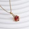 Luxury Pink Zircon Heart Necklace For Women Gothic Sword Go Through Love Choker Elegant Crystal Flower Necklaces Y2k Jewelry
