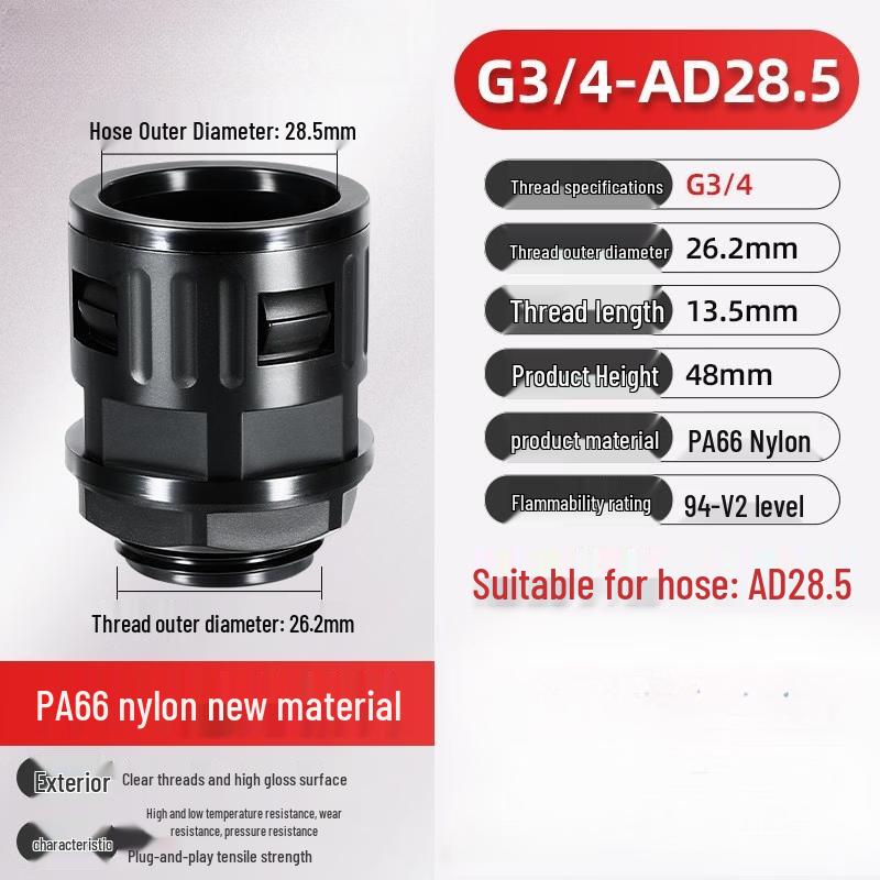 Rongyu AD28.5-G3/4 Quick-Connect Plastic Corrugated Conduit Connector