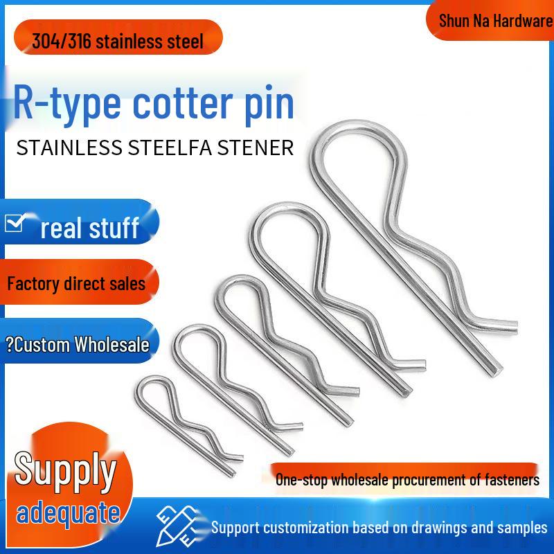 304 Stainless Steel R-Type Safety Cotter Pin (M1-M6) 1mm x 18mm