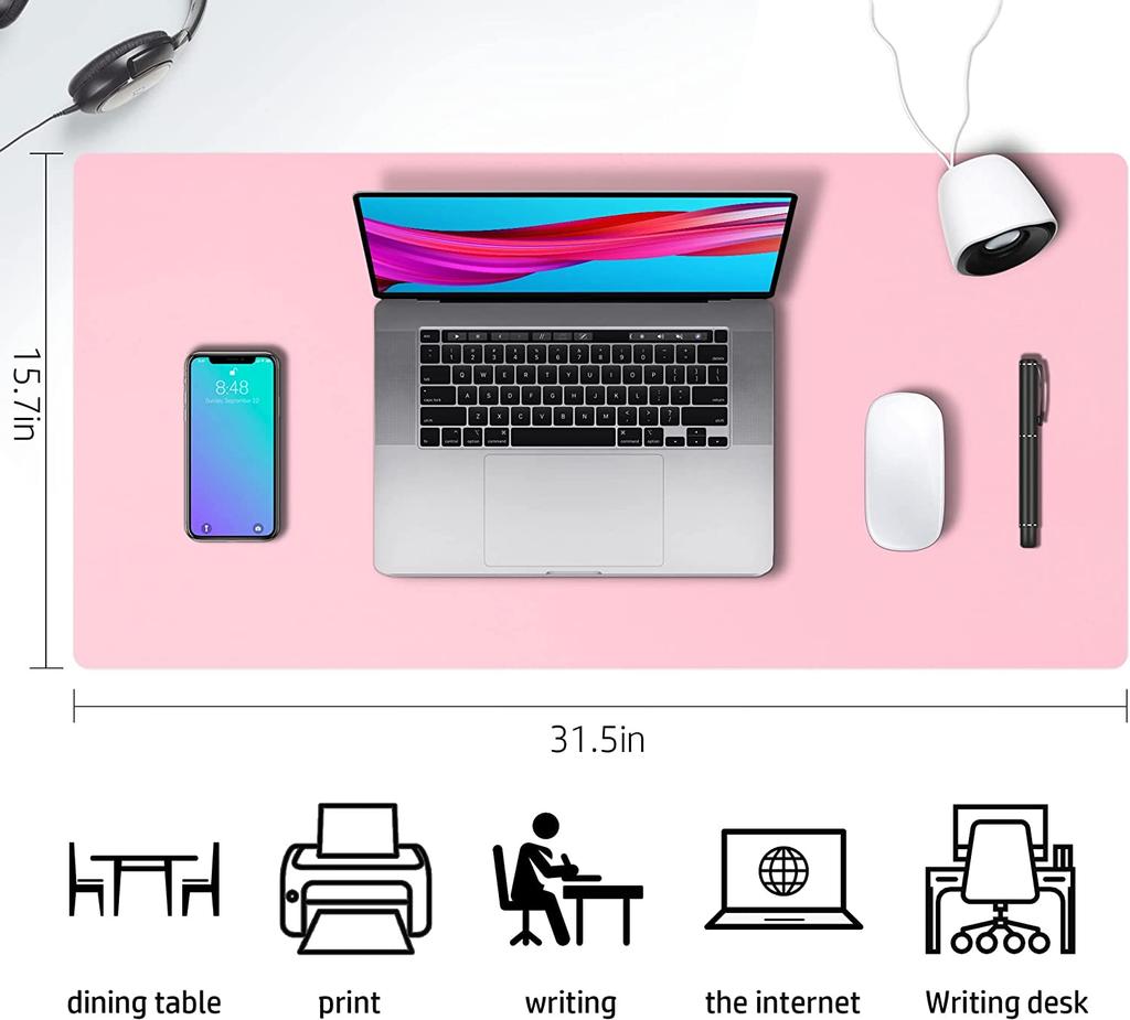 Büro Schreibtischunterlage Wasserdicht PVC Leder Tisch Dünn Großes Mauspads XXL Laptop Schreibunterlage Teppich Schwarz Rosa Firmenzubehör