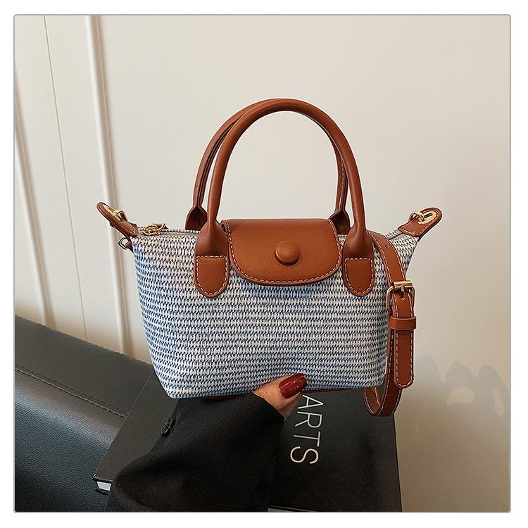 Straw Handbag Women's New Trendy Casual Woven Dumpling Bag Versatile Shoulder Messenger Bag