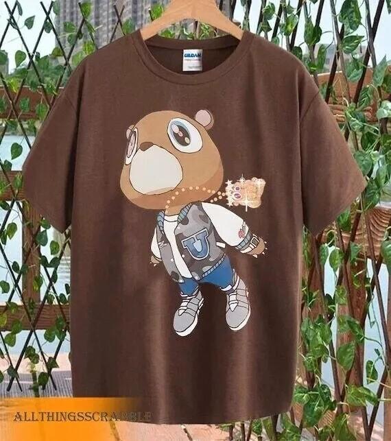 Футболка Kanye West Graduation Dropout Bear Темно-шоколадного цвета для мужчин женщин Унисекс XXXXL