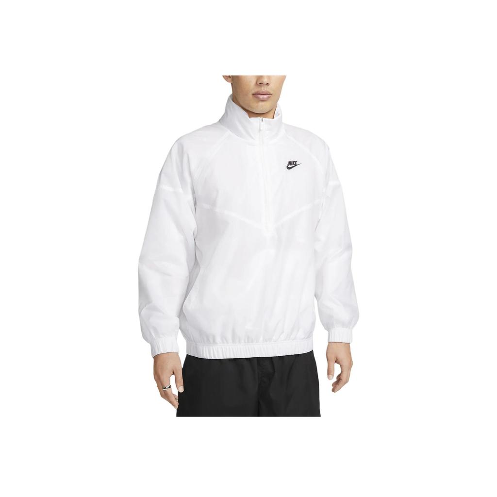 Nike Solid Color Stand Collar Half-Zip Casual Long Sleeve Jacket Men Jackets White DQ4911-100