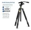 Era Q222 Carbon Fiber Lightweight Travel Tripod with Damping Ball Head for DSLR Photography