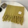 Student Solid Color Fringed Scarf Autumn Winter Warm Knitted Neck Warmer Couple Wool Thickened Neck Wrap