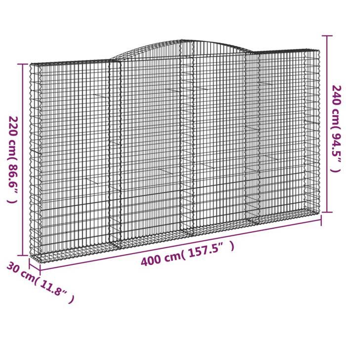 VidaXL 2x Arched Gabion Baskets Arched Gabion Cages Gabion Walls Garden Fences Terrace Outdoor 3146944