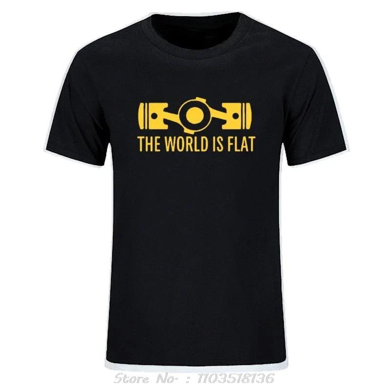 

New Summer The World Is Flat Engine Printed T Shirt Short Sleeve New Style Men Oneck Cotton Clothing Fashion Tops Streetwear 4XL