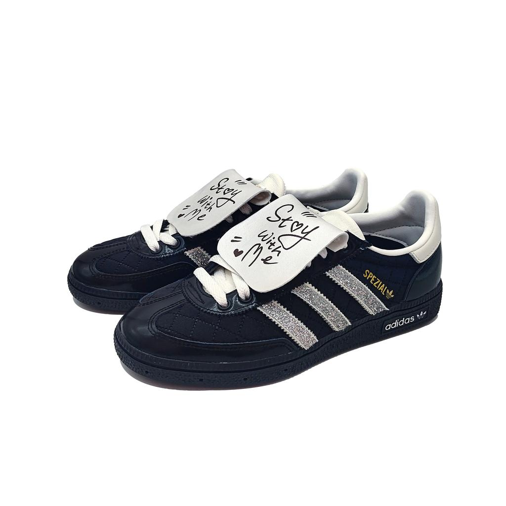 Adidas Originals HANDBALL SPEZIAL Silver Mist Slip Resistant Low top Skateboard Shoes Unisex Black JP5669(Team603-)