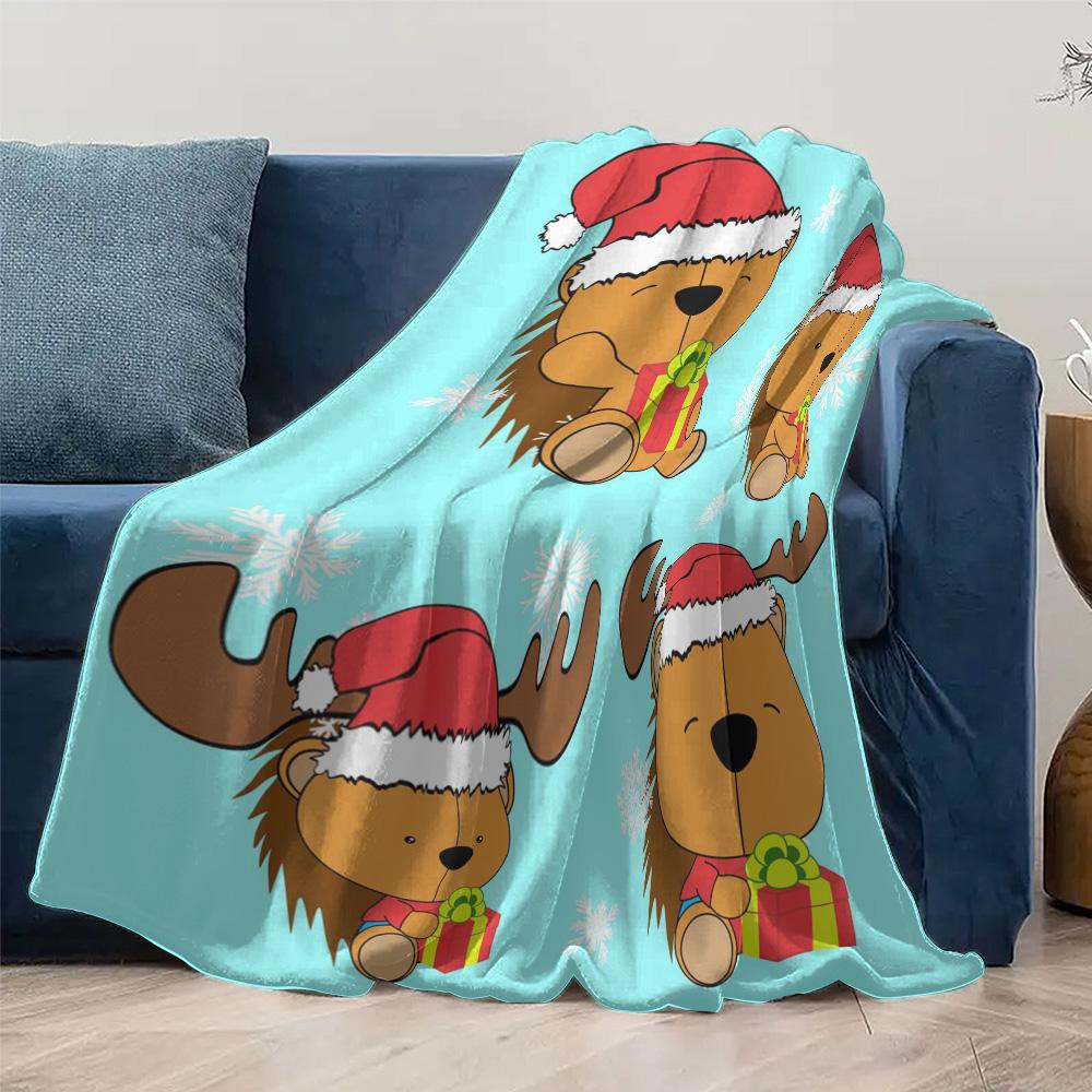 TU Lion Christmas Blanket Cute Animal Throw Cozy Kids Gift Festive Holiday Decor Soft Warm Bedspread Home Decoration Gift
