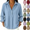 Women's Casual Long Sleeve Polo Shirt Button Front Waffle Texture Pullover Lightweight Relaxed Fit Top for Everyday Wear